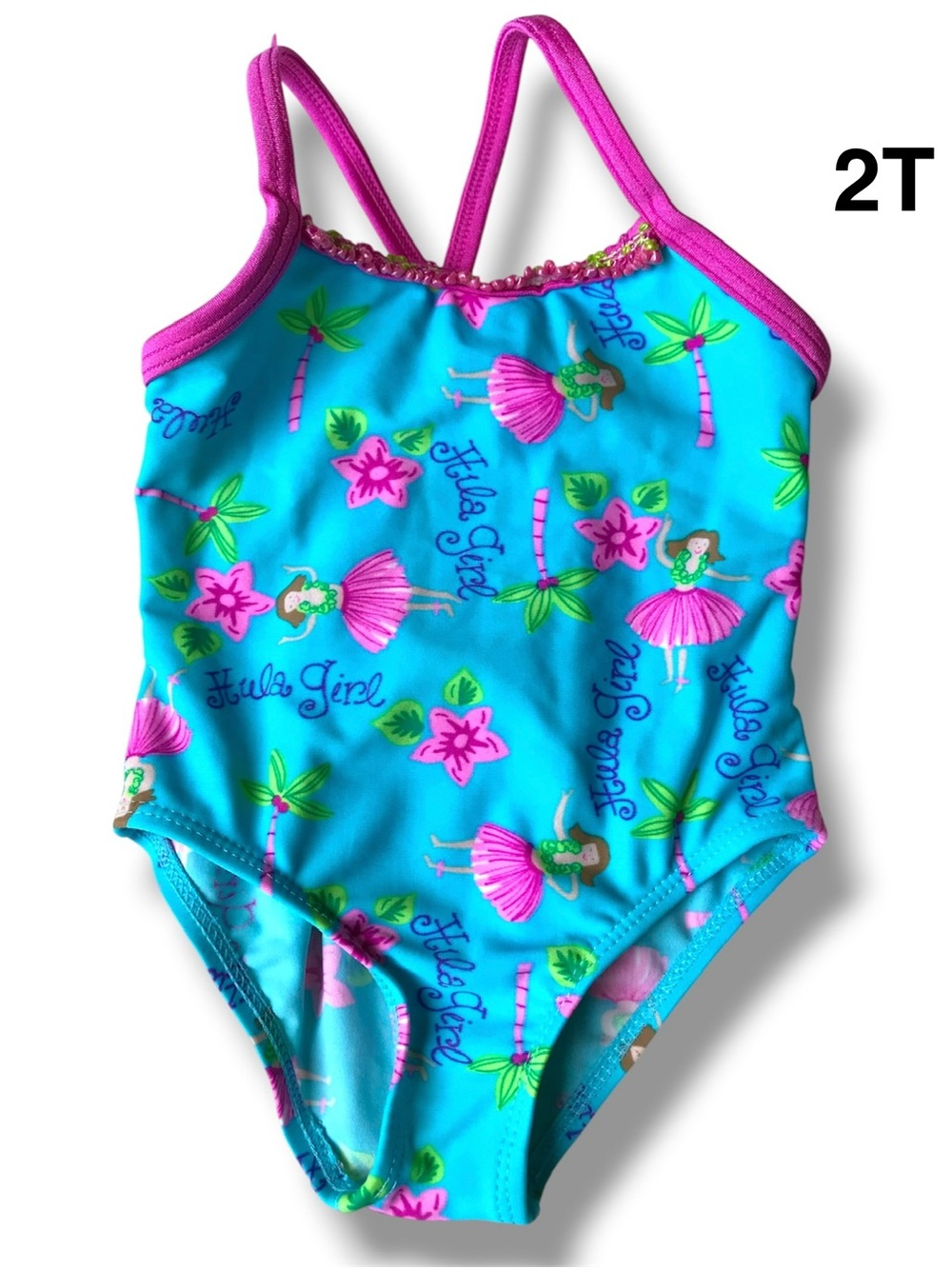 Girls' Blue and Pink One Piece Swimsuit size 2T